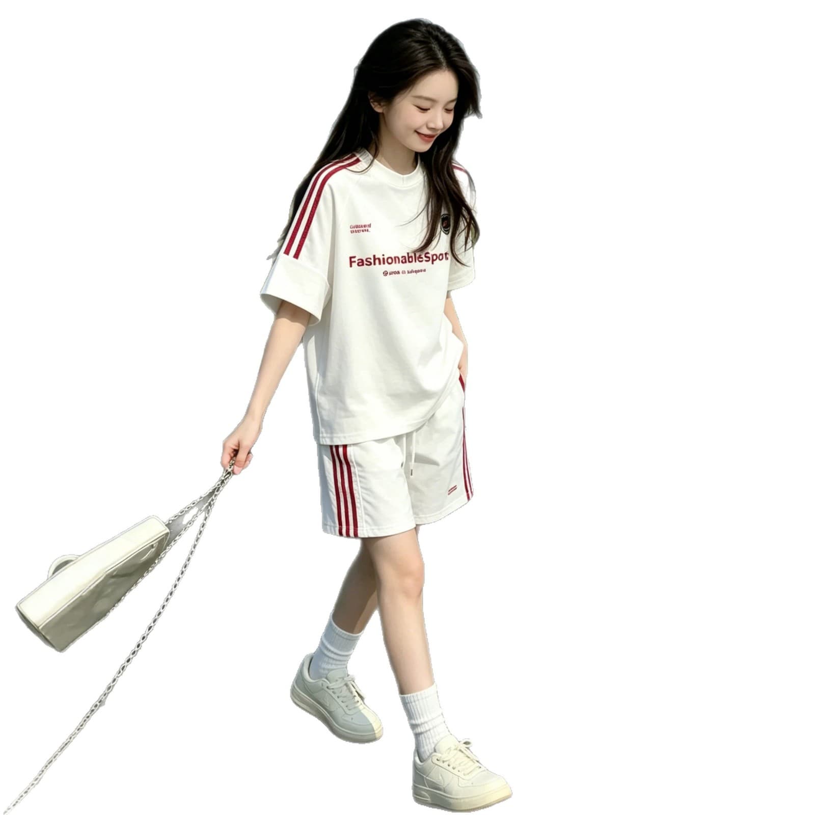 Girls' Sports Set Summer Short Sleeve 2026 New Stylish Medium and Large Children Casual Girls Shorts Two-Piece Set