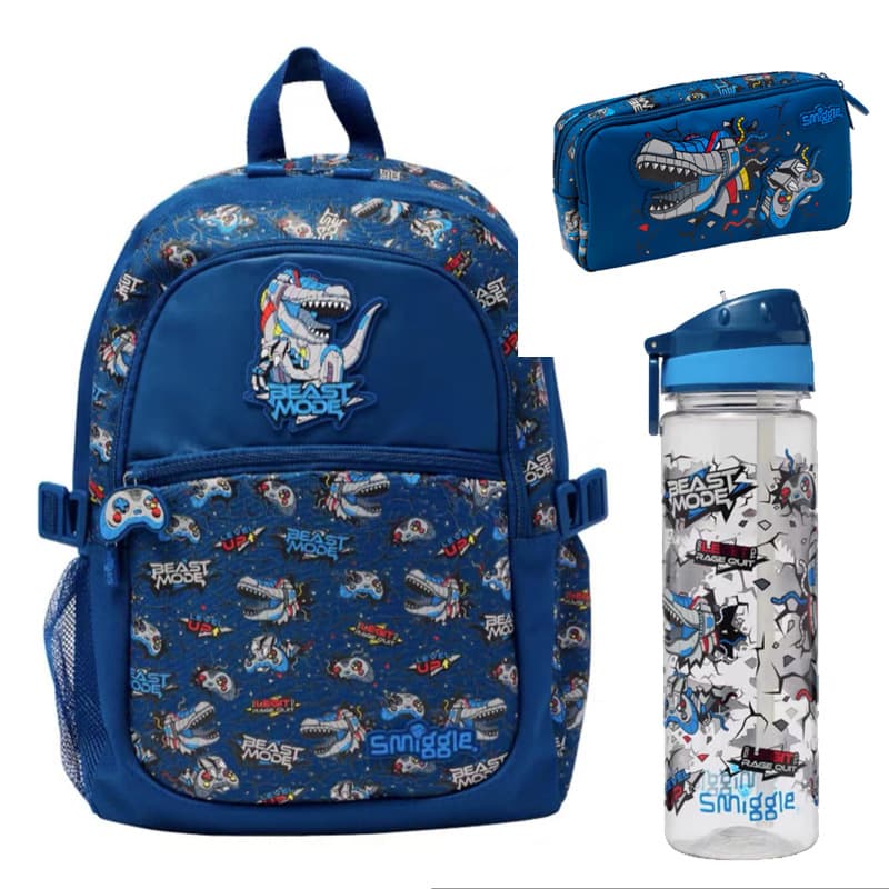 Australian Smiggle Large Backpack for Primary and Secondary School Students, Cartoon Dinosaur Backpack, Outdoor Leisure