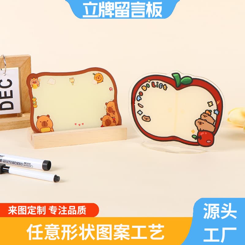 Acrylic Stand Memo Board with Cartoon Schedule, Office Desktop Erasable Note-taking Reminder Board