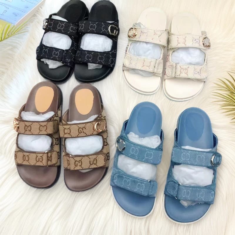G Home 2025 Velcro Roman Rhinestone Embroidered Sandals Summer Beach Velcro Roman Sandals Women's Shoes