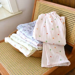 Double-Layer Gauze Sleep Pants Women's Pure Cotton Long Pants Spring Summer Pastoral Style Wearable Outside Alone Full Cotton Linen Walking Home Pants
