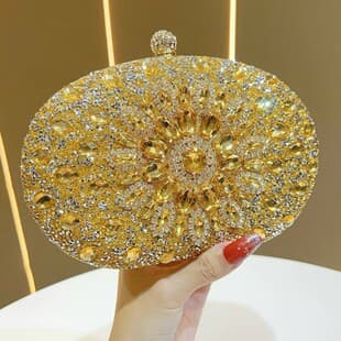 Cross-border Rhinestone Sunflower Evening Bag Luxury Socialite Crystal-Embellished Crossbody Small Handbag Full Rhinestones