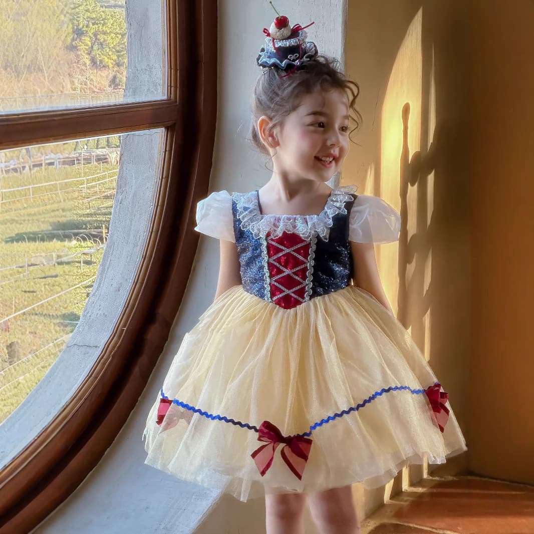 Girls Snow White Dress 2026 Summer New Arrival Six One Puffy Dress High-End Birthday Gown Lolita