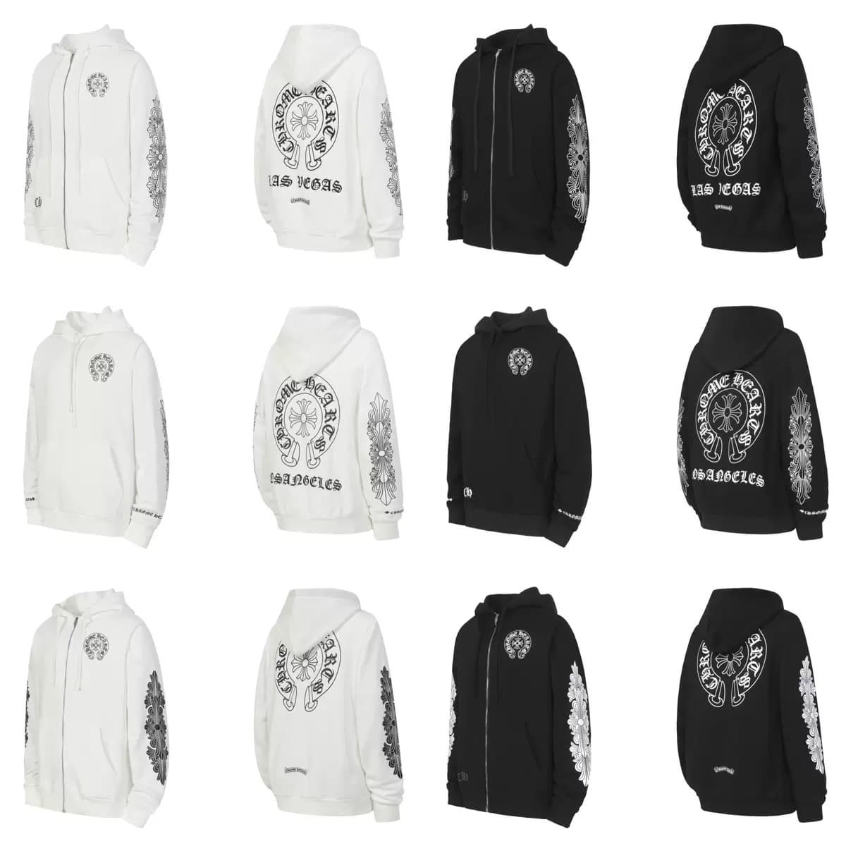 Ch Ke Xinluo's new cross horseshoe flower Sanskrit zipper jacket for men and women hooded sweatshirt loose printed jacket