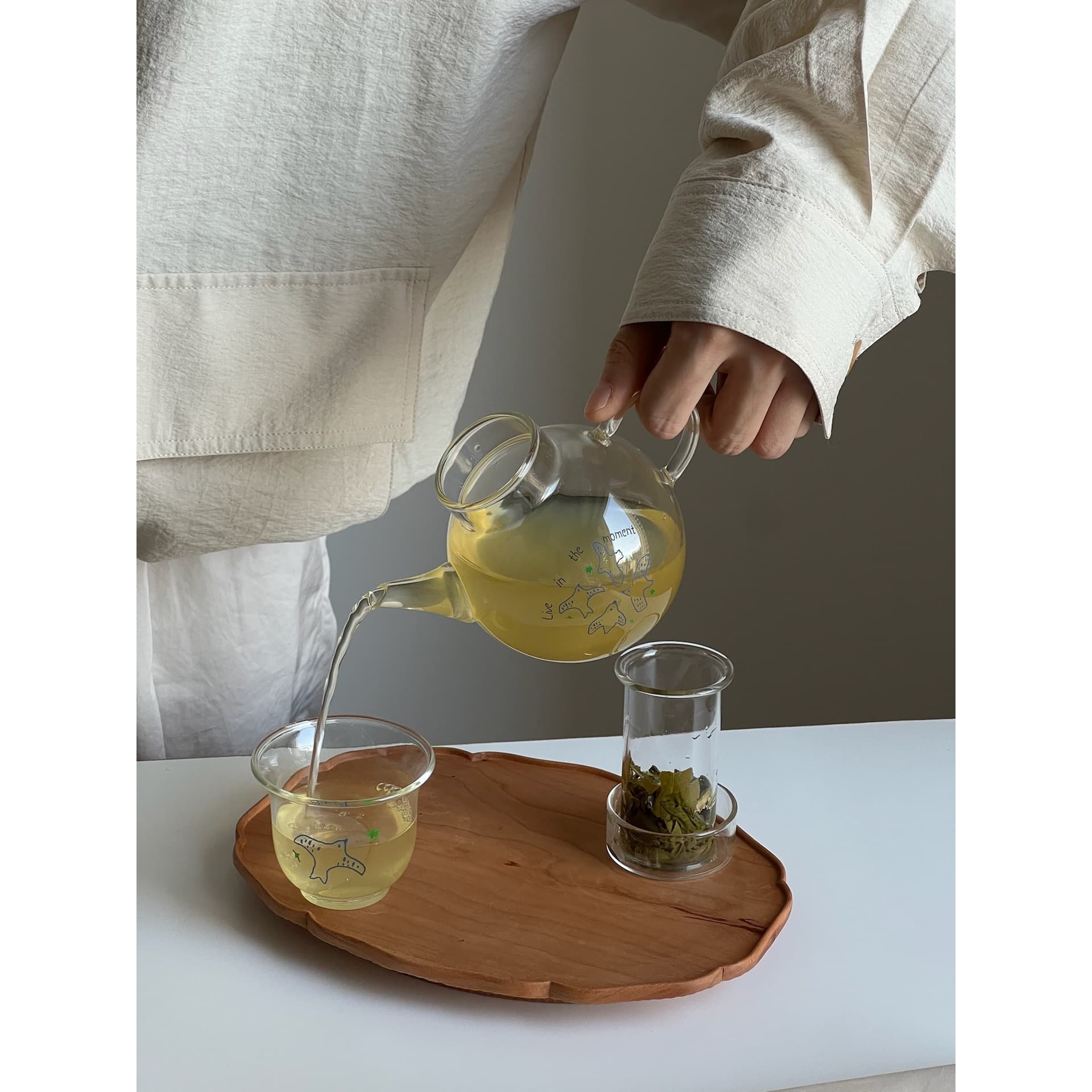 YUCI High Borosilicate Flying Bird Glass Teapot & Cup, Heat-resistant for Cold Brew, One-pot-one-cup Separable Tea Set