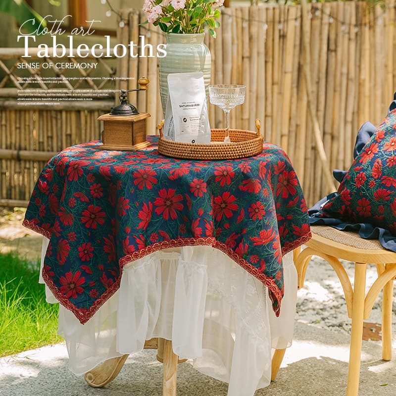 American retro courtyard round tablecloth fabric home living room round dining table tablecloth outdoor garden balcony coffee table cloth
