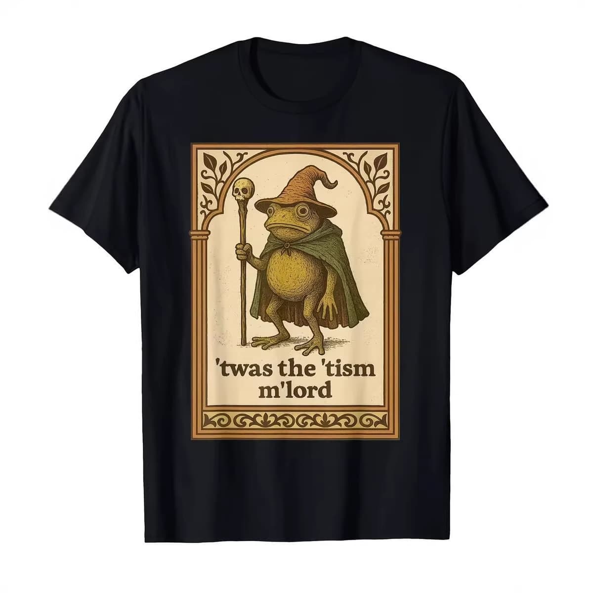 European size cotton Funny Wizard Frog Autism Consciousness Mens Tee