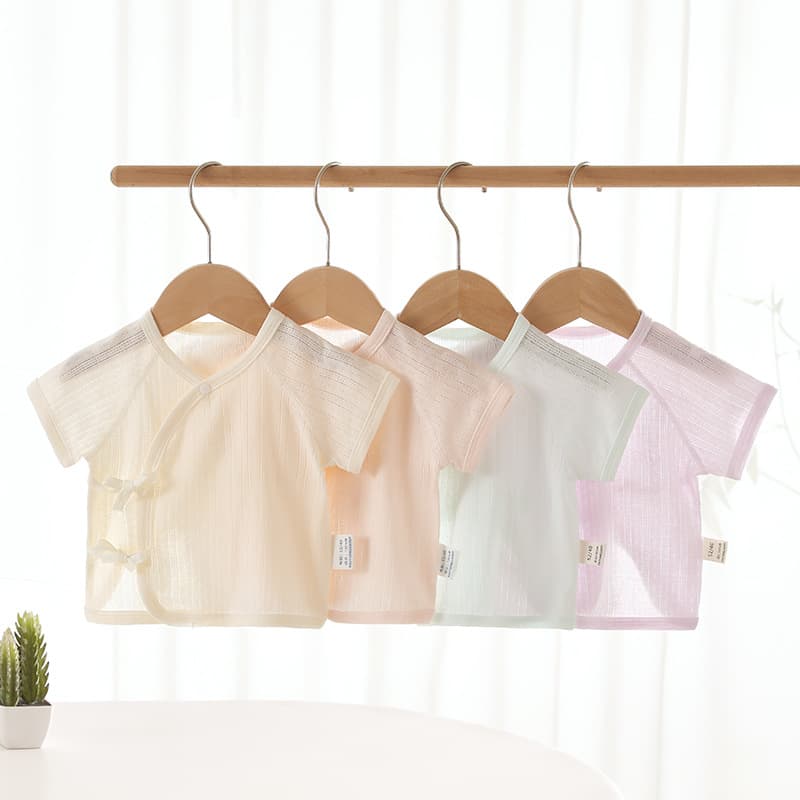 Summer Half Back Shirt Newborn Pure Cotton No Seam Thin Top Baby Clothes Just Born Suitable for Children's Clothing