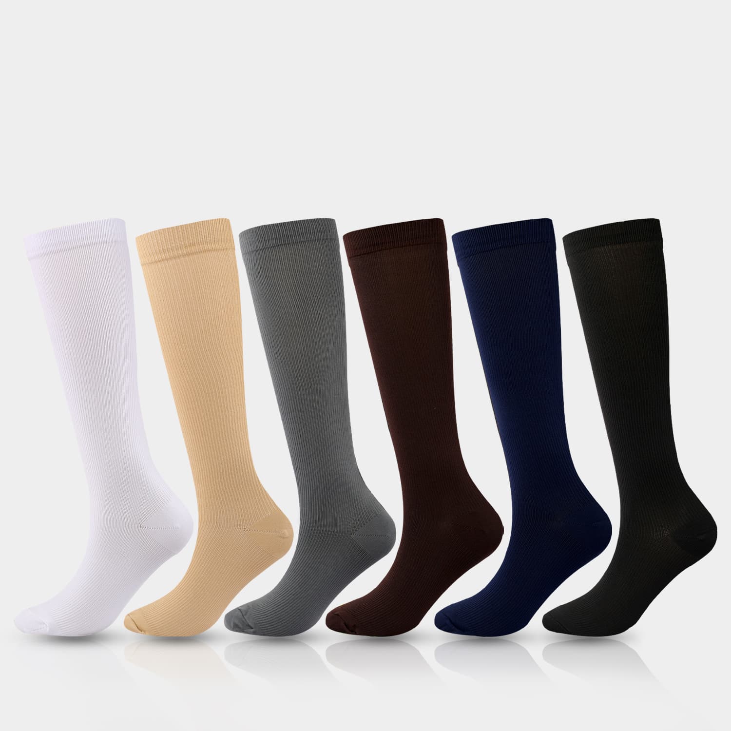 Amazon's best selling sports compression socks solid color elastic socks copper ion yin and yang compression socks cross-border stockings