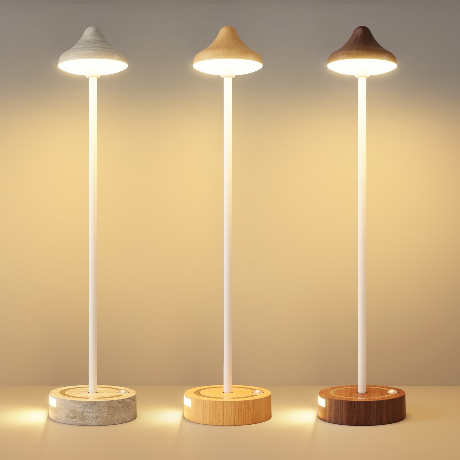 Creative Bedroom Decorative Human Sensor LED Touch Charging Hotel Desk Atmosphere Walnut Wood Lamp