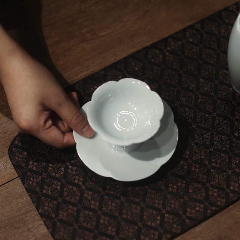 Songqing Academy imitation Song dynasty tea brewing vessel sunflower tea bowl aroma cup Song-style tea cup celadon tea set Jingdezhen