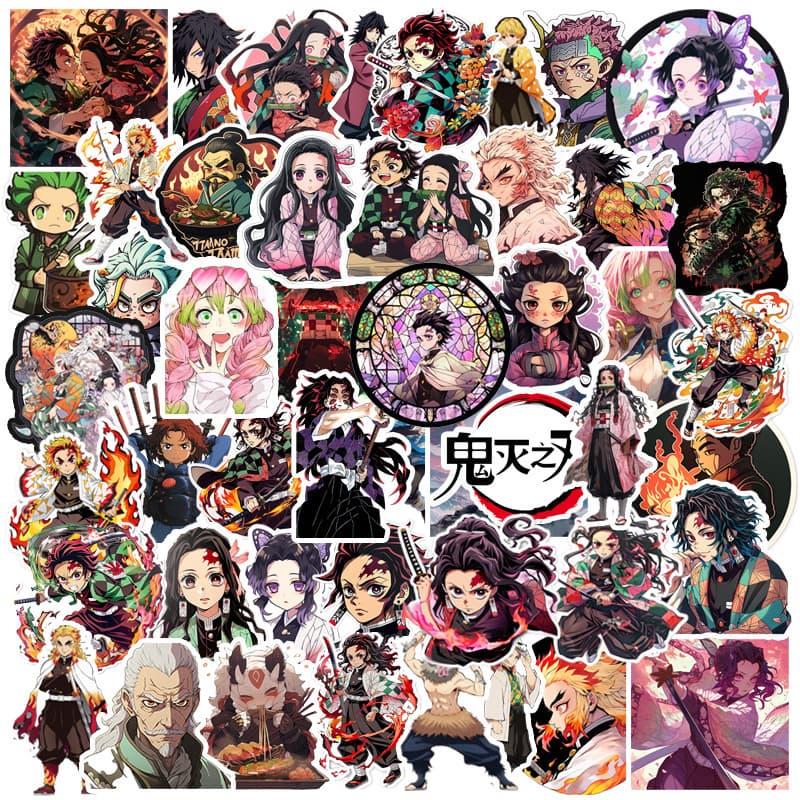50 New Demon Slayer Graffiti Stickers for Journals, Computers, Skateboards, and Cups