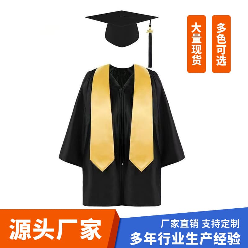 Graduation Clothing Set Knitted Robe Hat Shining Graduation Robe Children's Photo Performance Factory Direct for Cross-border Bestsellers
