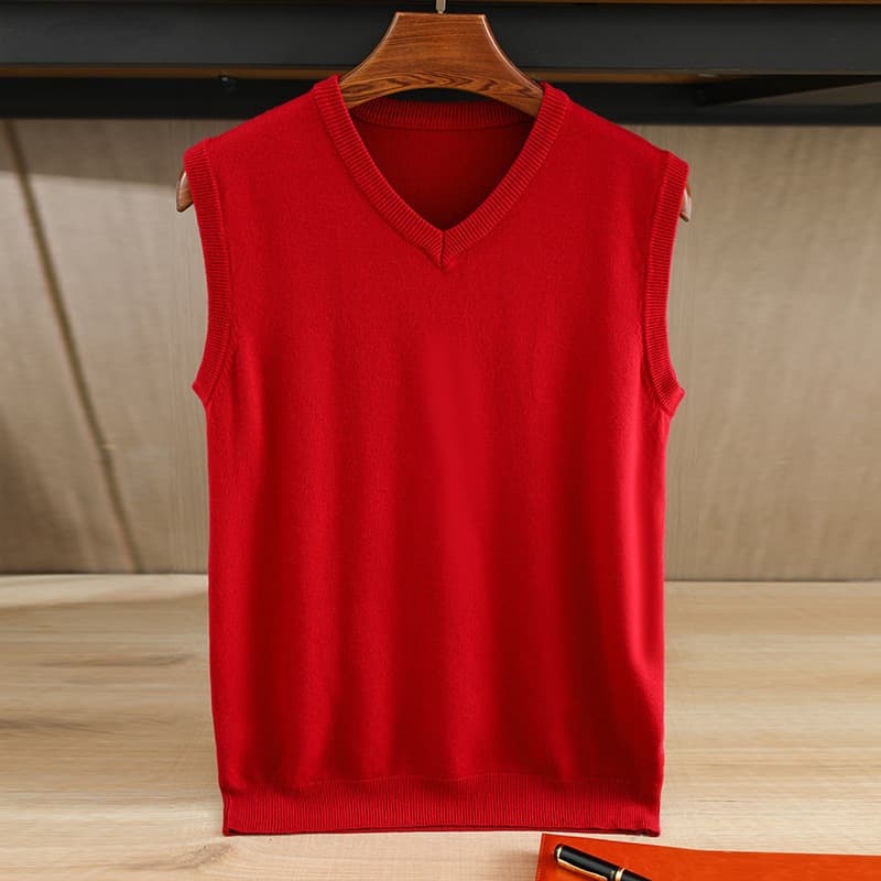 Spring Autumn Korean Vest Solid Color Plus Size Men's Sleeveless Knit V-Neck Wool Undershirt Vest Loose Casual
