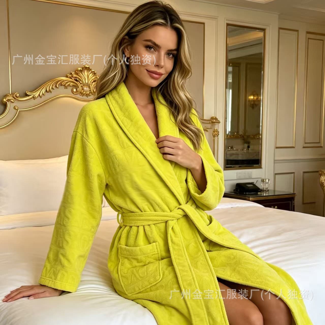 In-Stock Women's Winter Bathrobe, Couple's Thickened and Extended Sleepwear, Men's Foreign Trade Pure Cotton Autumn and Winter Amazon