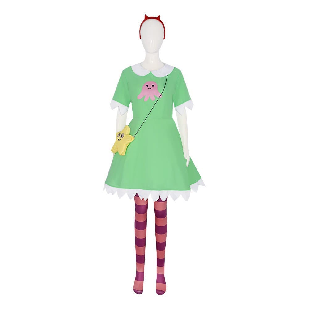 Star Butterfly Cosplay Costume Star Butterfly Octopus Print Dress Star Bag Halloween Comic Con Performance Costume
