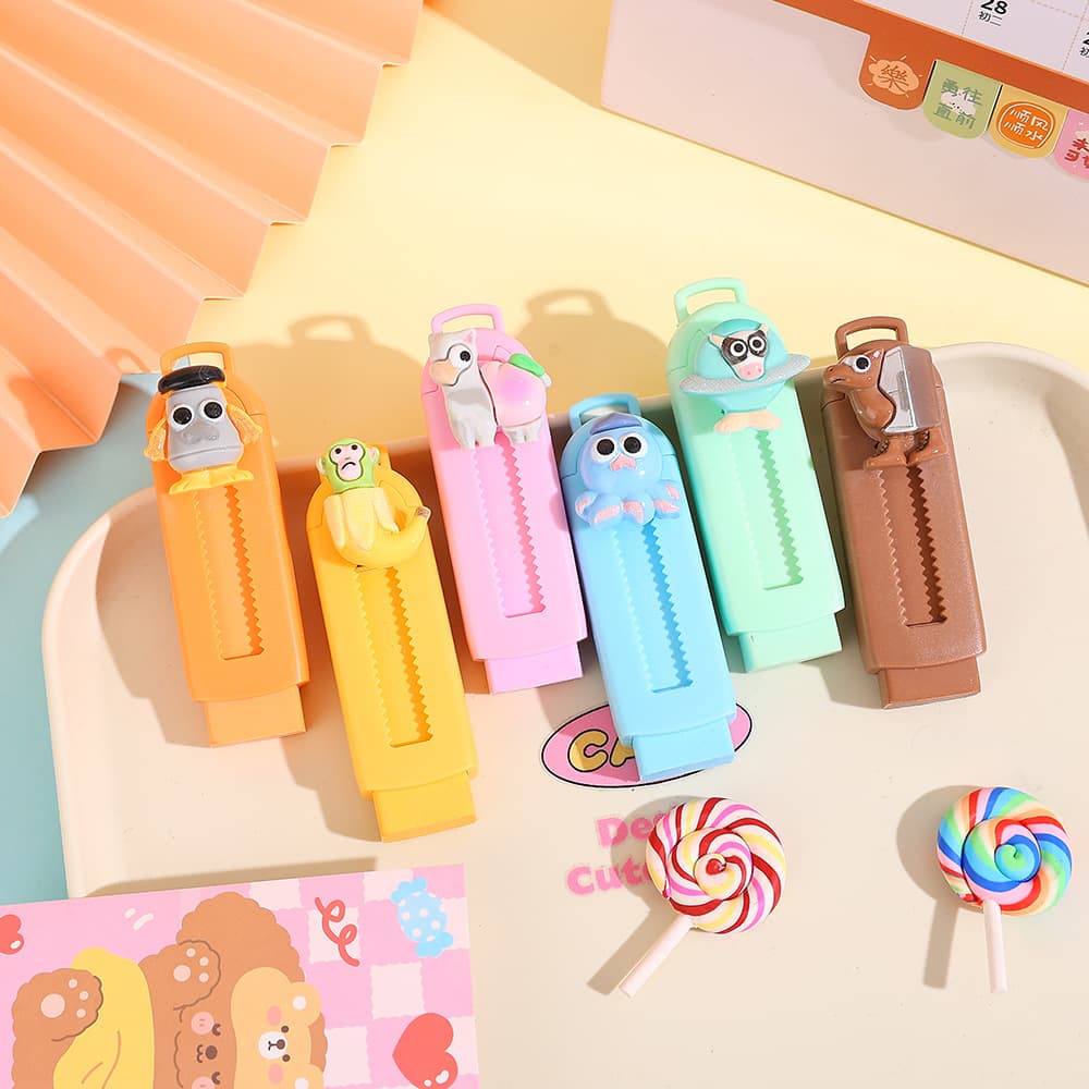 Cute Cartoon Ai Sanhaijing Sanrio Labubu Crying Doll Push-Pull Eraser, Residue-Free, Super Clean, Press-Type Eraser