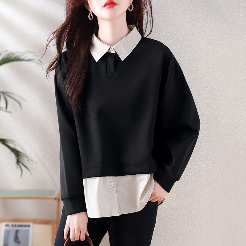 2026 New Spring/Autumn Long-Sleeve Premium Loose Layered Sweatshirt Design Casual Patchwork Fashion Shirt Top