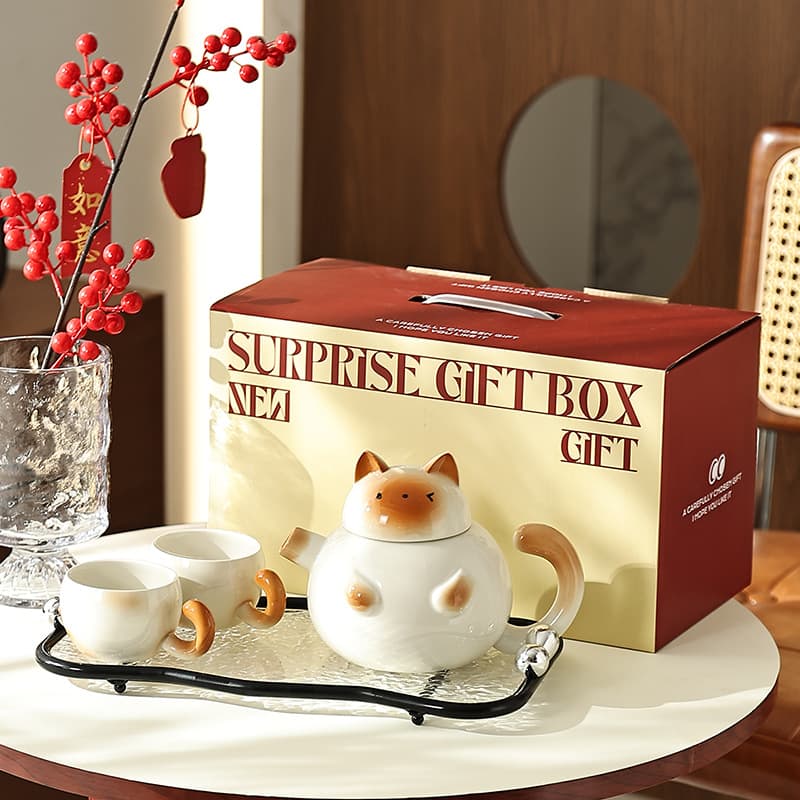 Siamese Cat Housewarming Cup Set Gift Box Cup Kettle Wedding Gift for Friends Girlfriend Birthday Gift