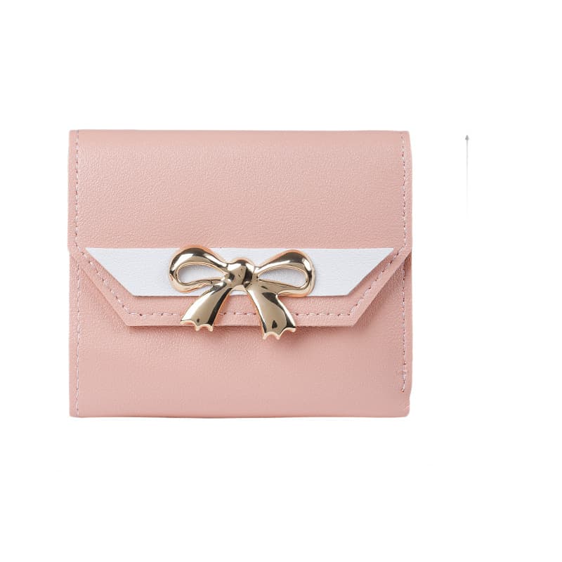 Cross-border Hot Selling 2026 Bags Bow Short Tri-fold Snap Button Women's Wallet Mini Cheap Small Bag