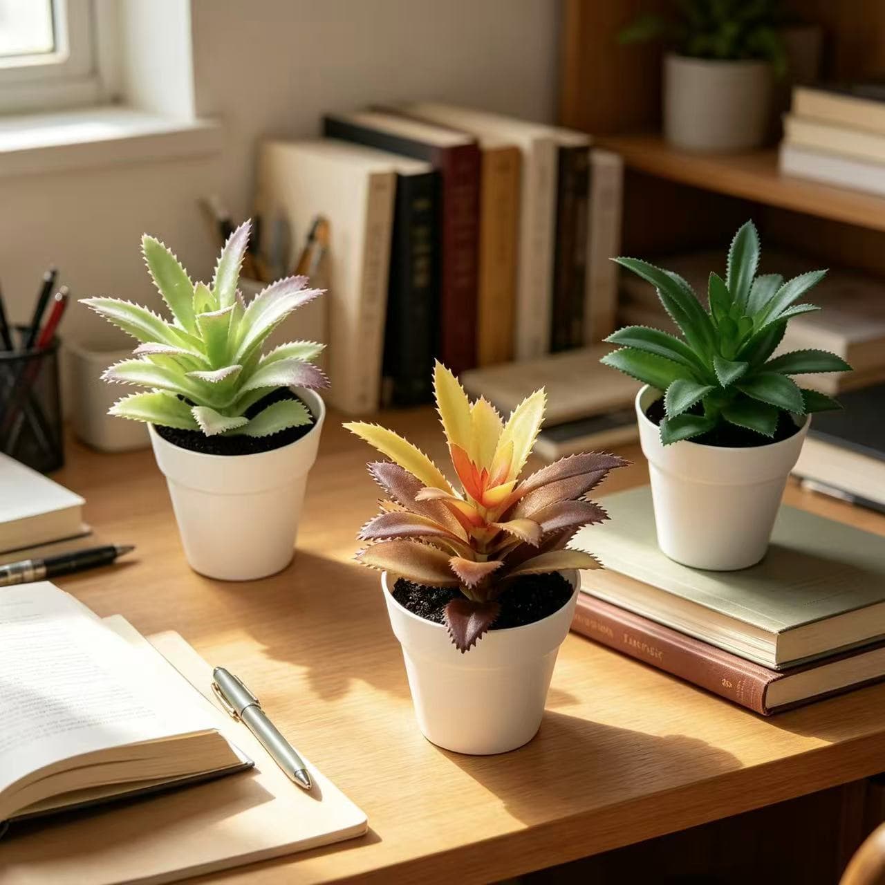 Ins Style Artificial Succulent Bonsai International Black Sand Pot Artificial Green Plant Desk Office Ambiance Decorative Ornament