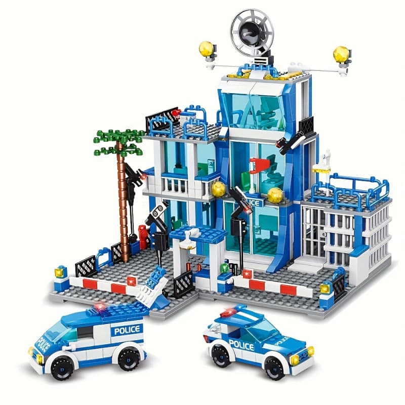 2026 New Cross-border Drop Shipping City Police Station Building Kit Vibrant and Colorful