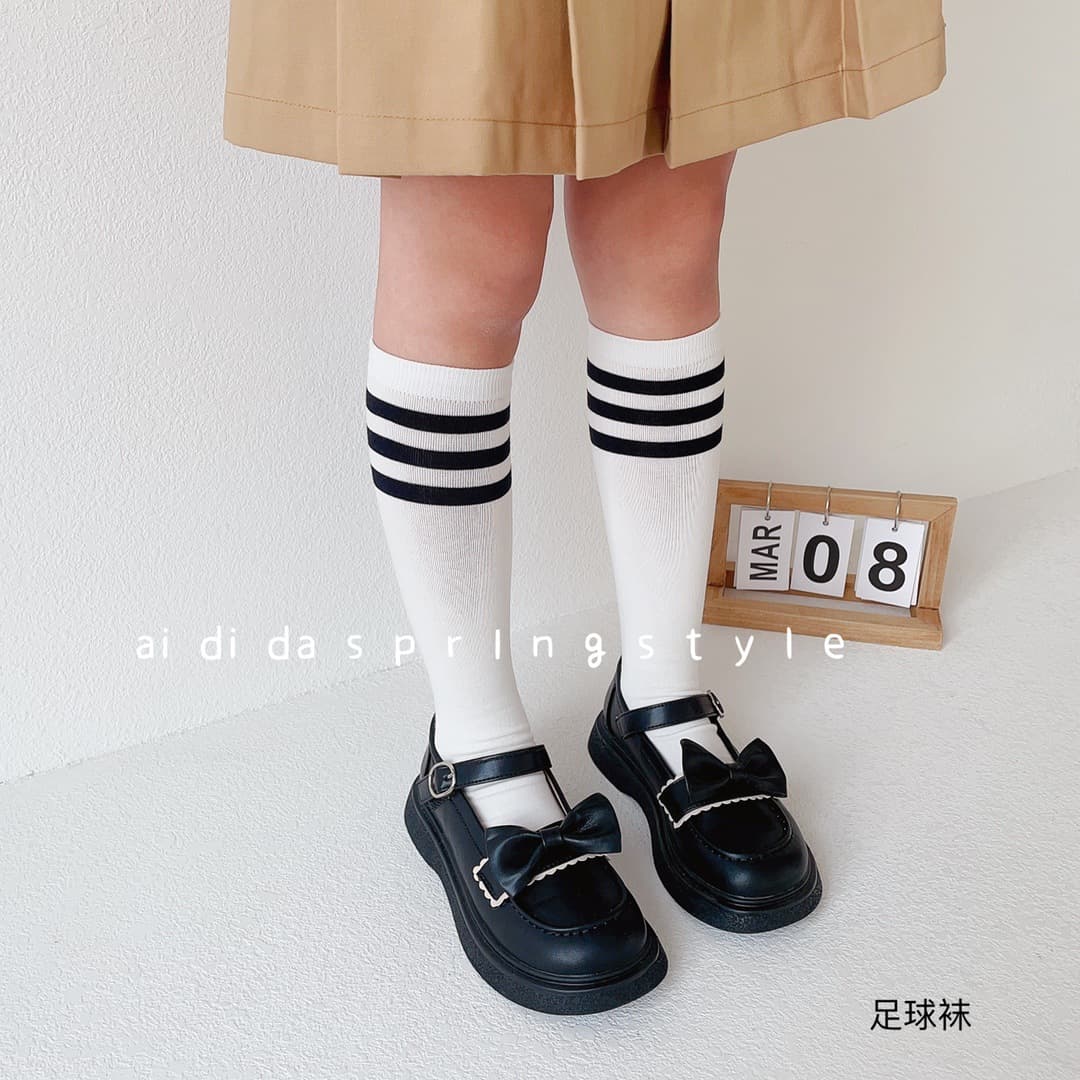 Aidida Children's Socks White Two-Stripe Football Socks Long Tube Boys Girls Over-Knee High Tube Student Socks Combed Cotton