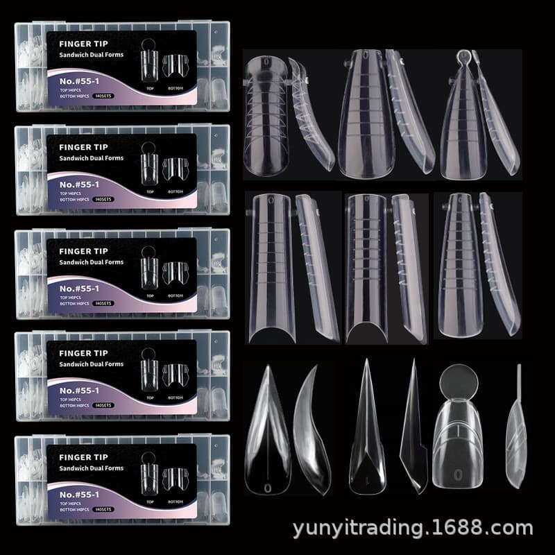 Cross-Best-Selling Sandwich Nail Extension Mold with Scale, Sandwich Nail Mold, Paperless Form, Crystal Gel, No-Construction Mold