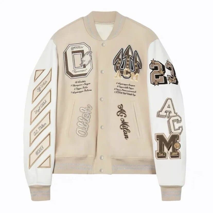 Cross-Border E-commerce Football Fashion Men's Embroidered Bomber Jacket, Hip-Hop Letter Patch Leather Baseball Jacket Y2K