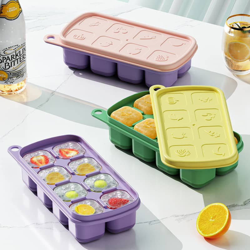 Creative Ice Cube Tray with Lid, Food-Grade Freezer Mold for Baby Food, Homemade Ice Cube Mold
