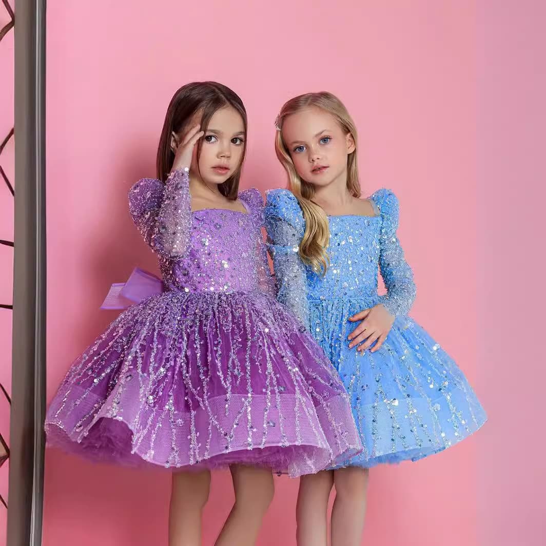 European and American cross-border children's dress eBay AliExpress little girl's birthday heavy industry sequined fluffy princess dress high-end