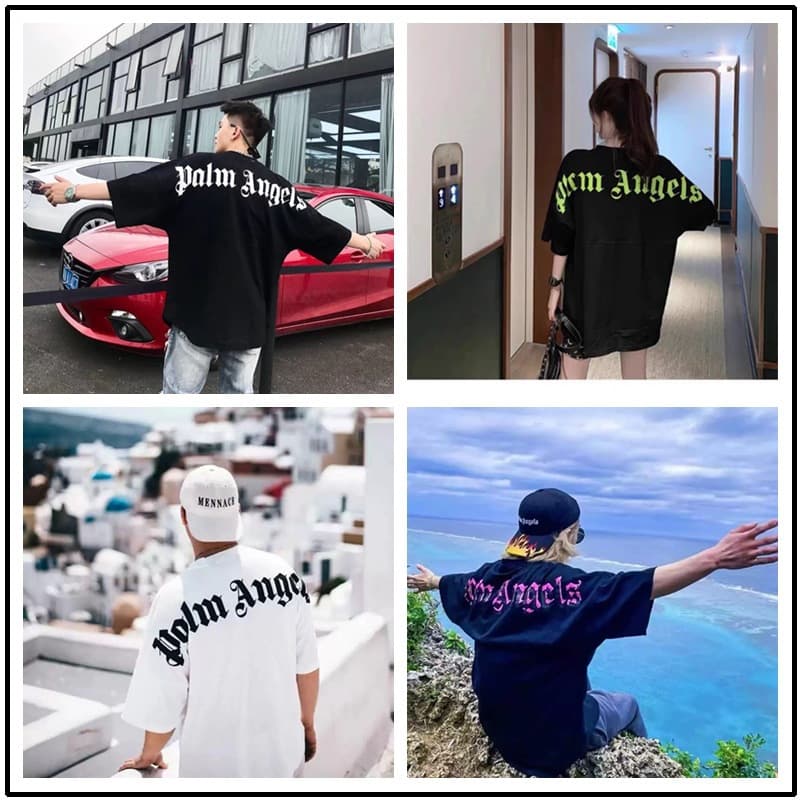 European and American high street hip-hop Palm Palm Angel PA trendy letter foam bat sleeves loose men's and women's printed T-shirt summer
