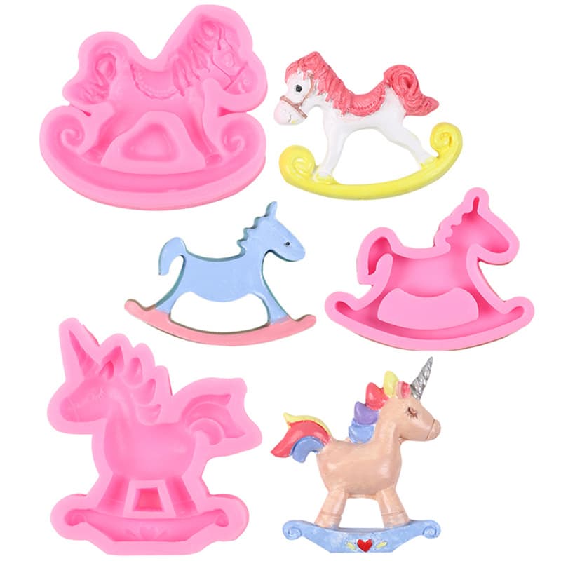 DIY Unicorn Pony Rocking Horse Chocolate Candy Fondant Cake Decorating Silicone Mold