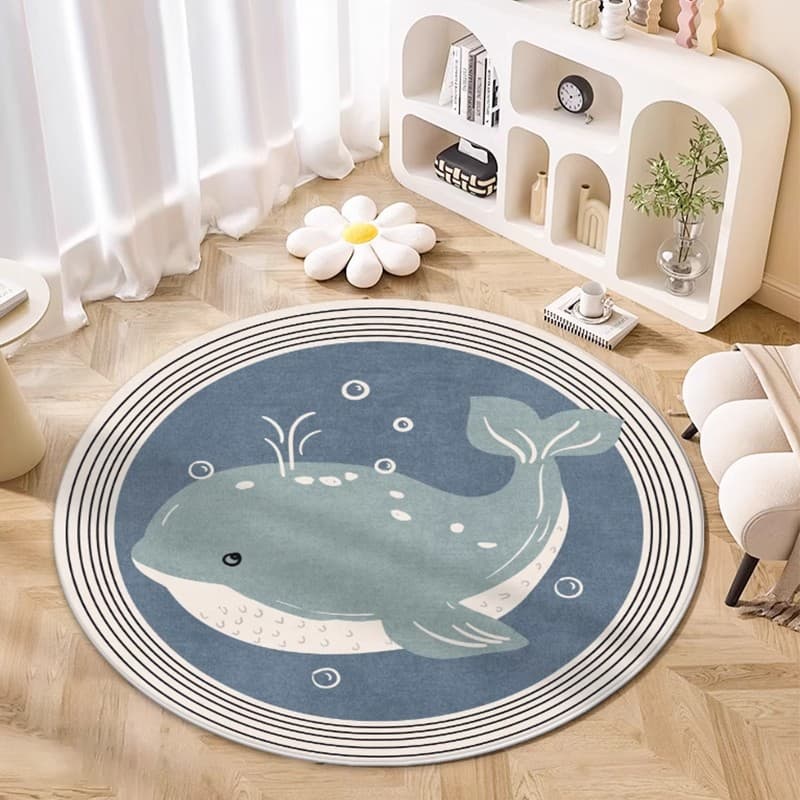 Cartoon Round Carpet Living Room Coffee Table Blanket Home Bedroom Children's Crawling Mat Study Reading Area Study Chair Floor Mat