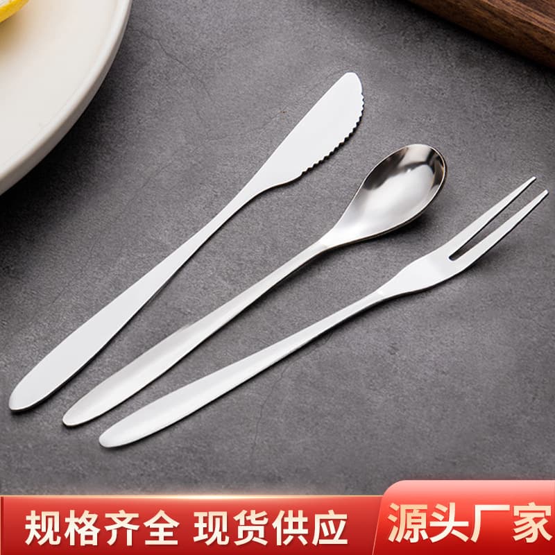 Stainless Steel Mid-Autumn Mooncake Knife, Fork, Spoon, Fruit Two-Prong Fork, Cake Dessert Small Spoon, Western Cutlery Wholesale