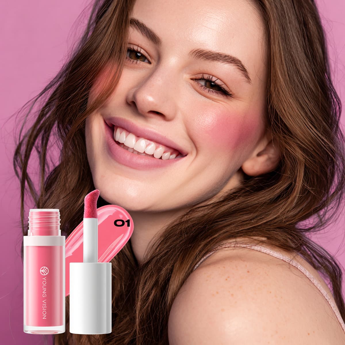 Cross-Border Foreign Trade Liquid Blush Without Logo, Matte Pink Blush, Multi-Functional Makeup in Stock