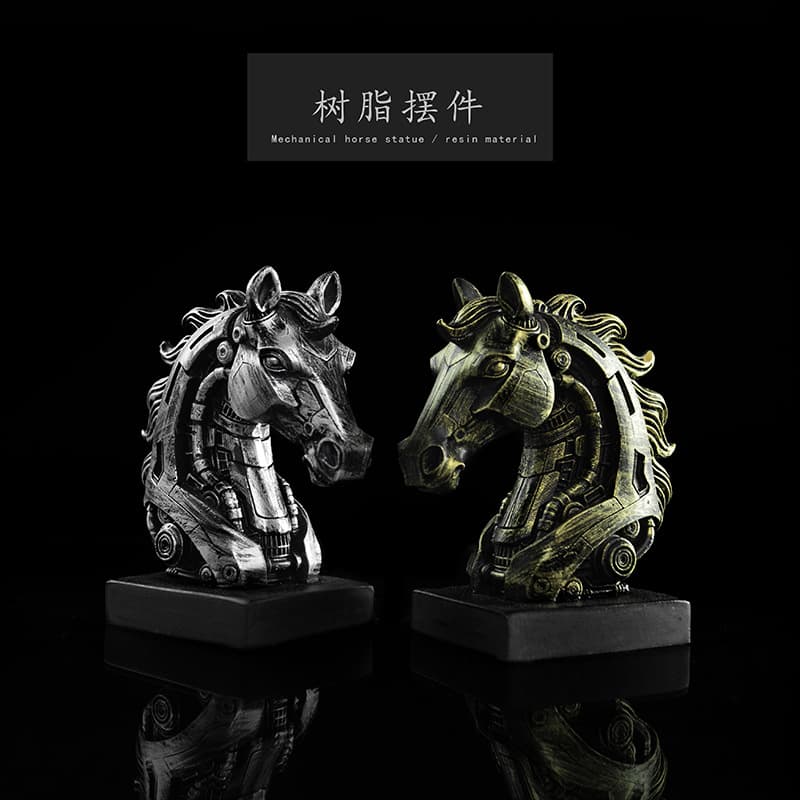 Creative punk resin horse head sculpture ornaments handicrafts living room study office desktop art personalized decoration