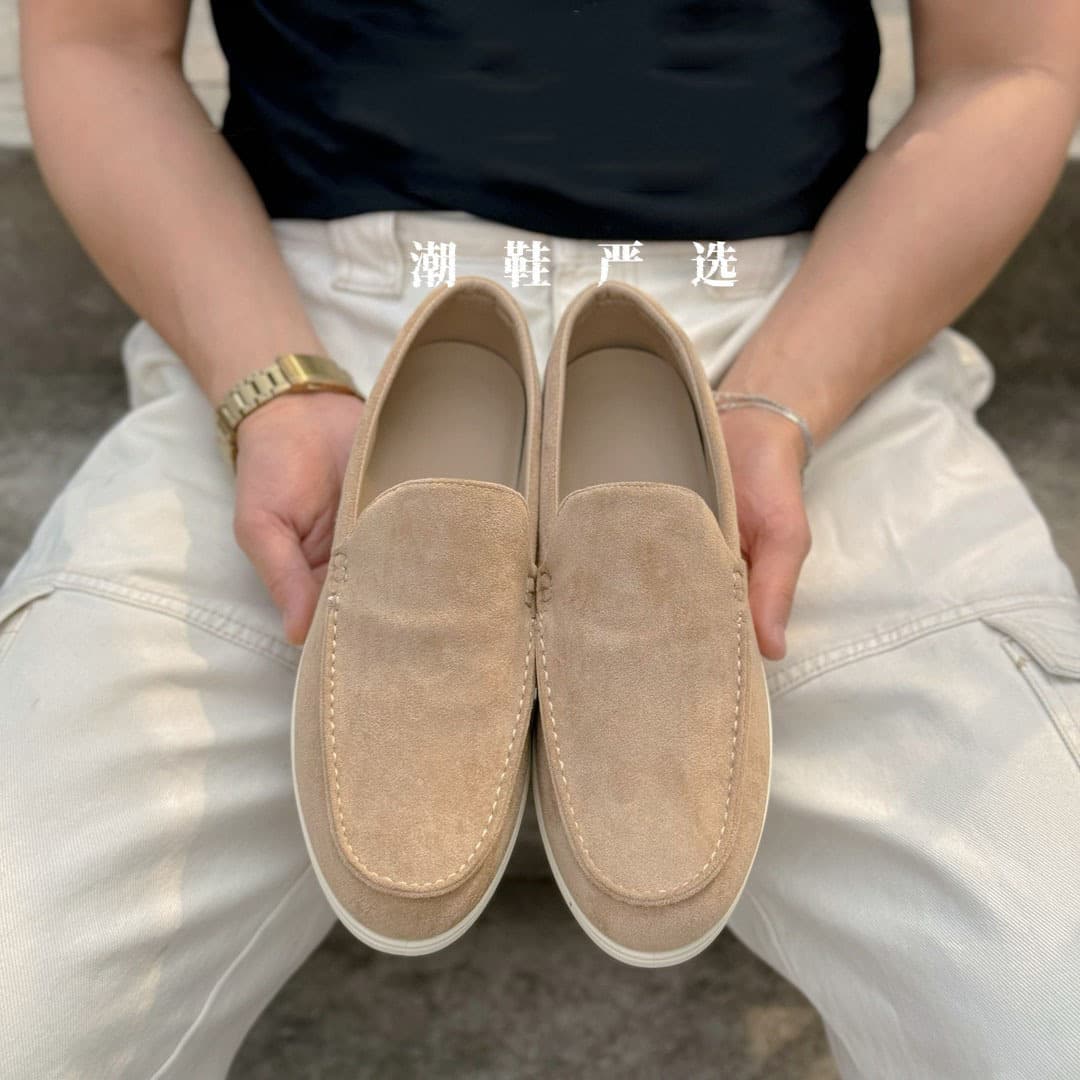 British Old Money Style Commute Lazy Lightweight Casual Loafers Men's Suede Leather Shoes Loafers Driving Shoes