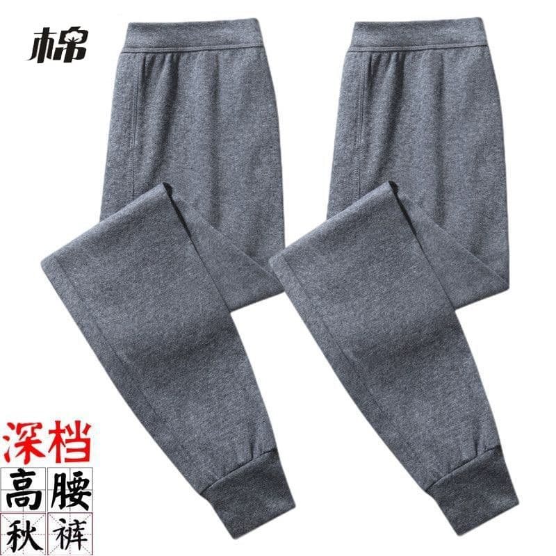 Men's 100% Cotton Long Johns, High-Waisted, Plus Size, Autumn/Winter, Home Wear, Thermal Underpants