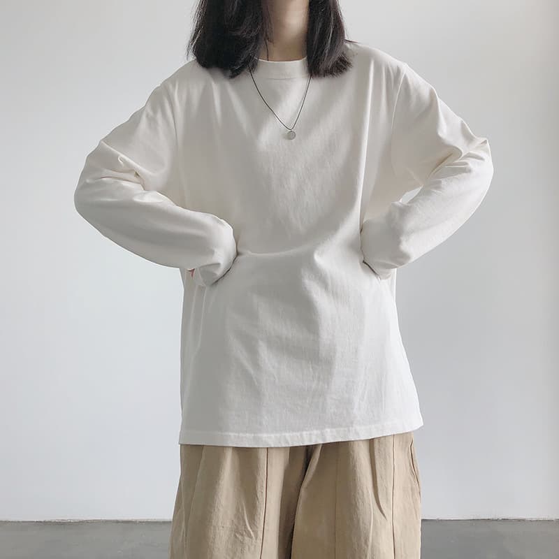 New Spring/Autumn Long-Sleeve T-Shirt for Women, White Loose-Fit Inner Layer Top, Korean-Style Women's Clothing, Direct from Manufacturer