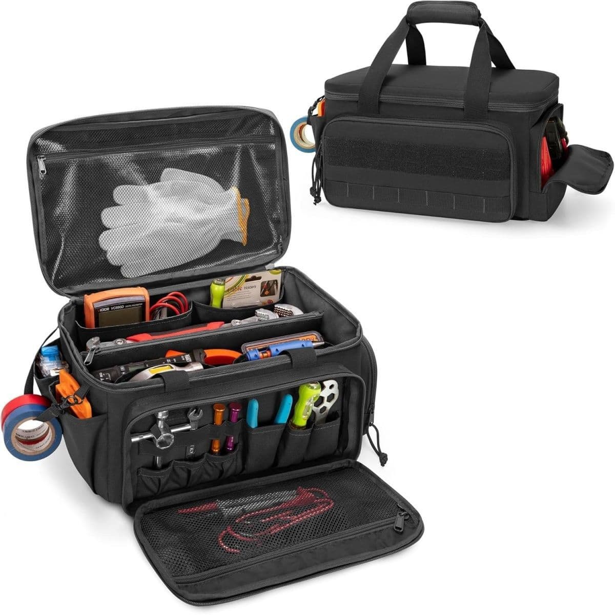 Men's Oxford Cloth Tool Storage Bag, Multi-functional Handbag for Camping and Outdoor Use, Electrician Tool Pouch