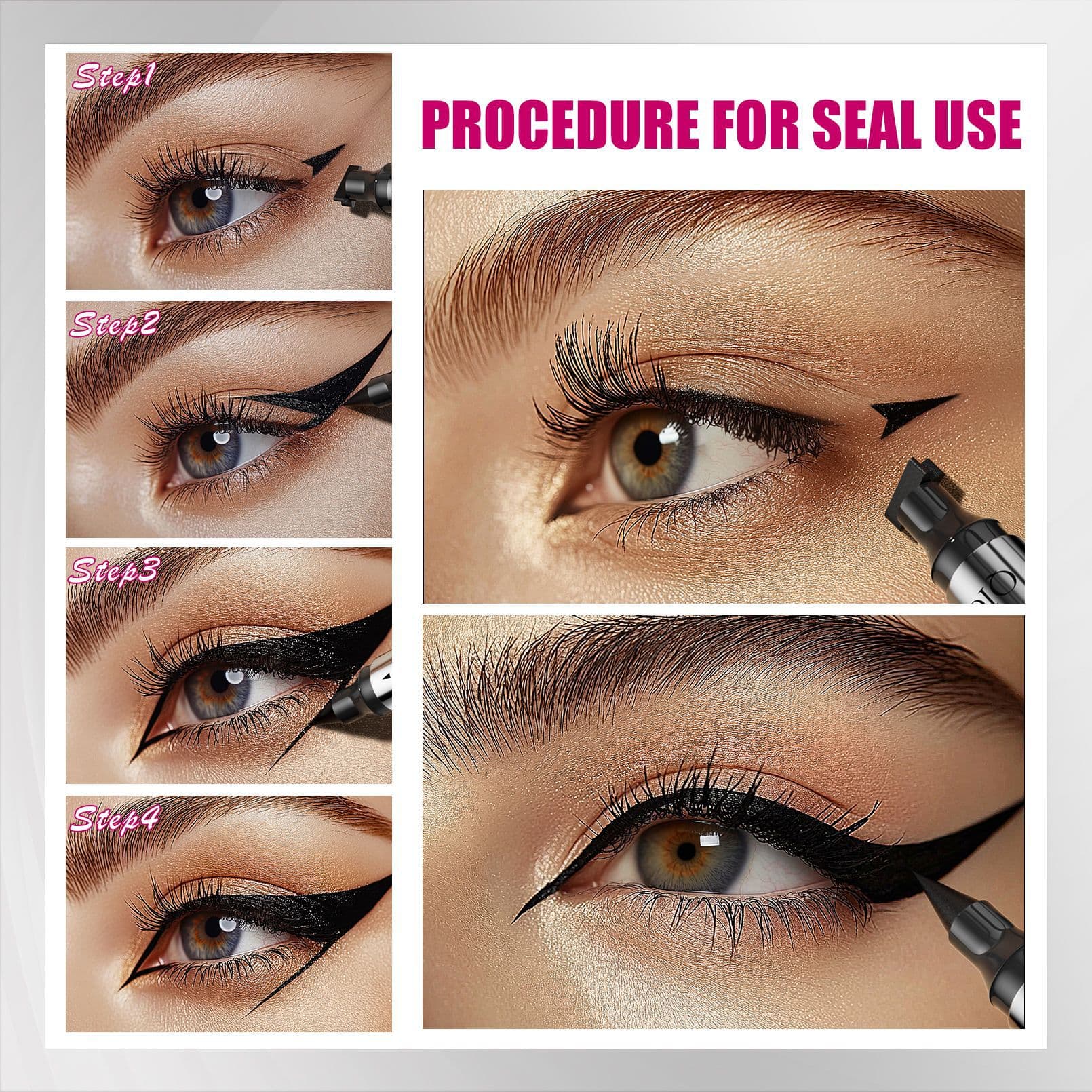 QIC Stamp Eyeliner Pen - Cross-border Dual-ended Stamp Eyeliner Pen - 2-in-1 Long-lasting Waterproof Liquid Eyeliner