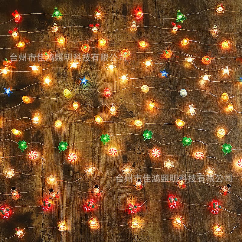 Cross-Border Hot Selling Christmas DIY Christmas Shape Led Copper Wire Light String Indoor Courtyard Garden Decorative Light String