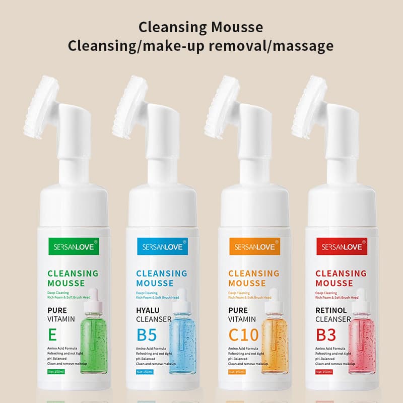 Luxury Love Vitamin E Cleansing Mousse Amino Acid Facial Cleanser Oil Control 2-in-1 Makeup Remover Cleansing Foam Export Version