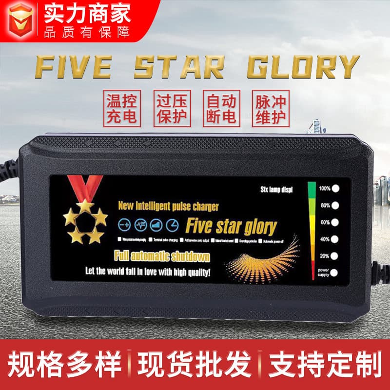 Cross-border direct supply lead-acid battery charger, Five-Star Glory, six-light display, 24V, 48V, 60V, 72V charger