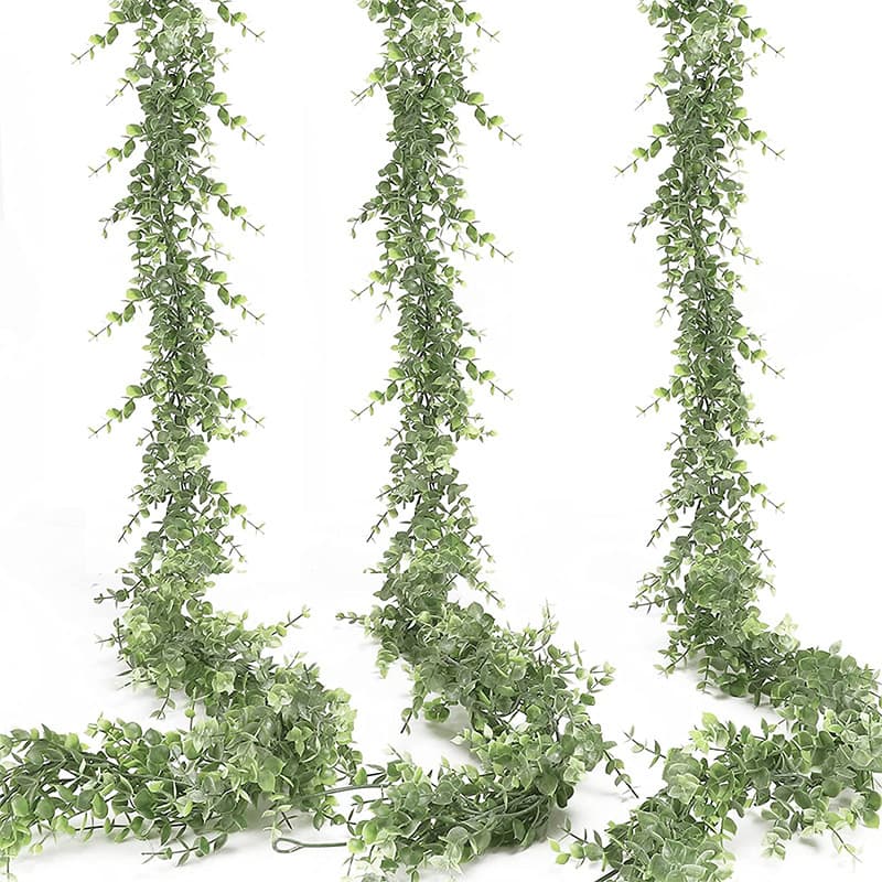 Amazon Artificial Greenery Artificial Eucalyptus Wreath Vine 1.8m Ins Eucalyptus Wall Hanging Plant Fake Hanging