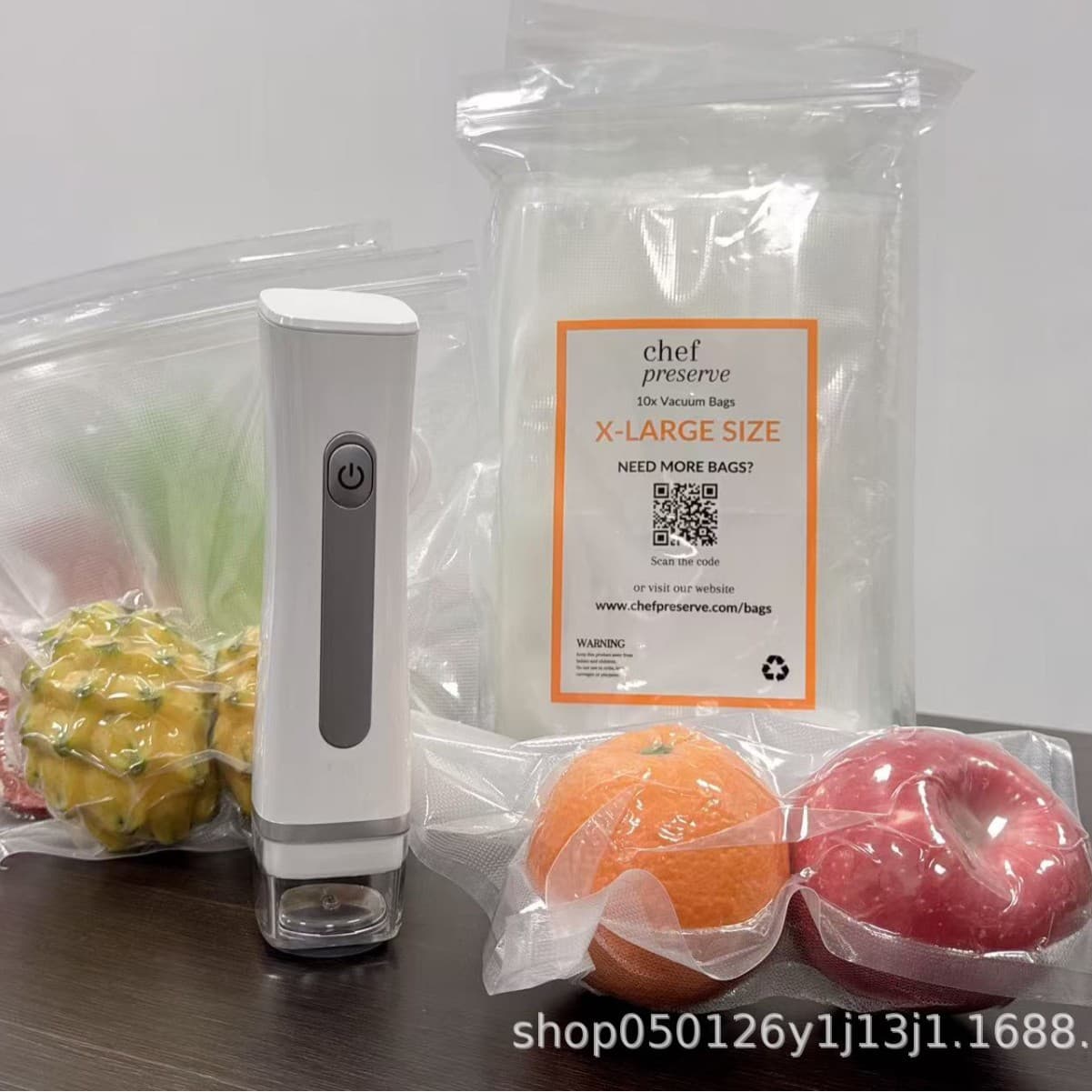 Source Factory Portable Handheld Vacuum Sealer with Rechargeable Lithium Battery, Water-Filtering Vacuum Valve Bags
