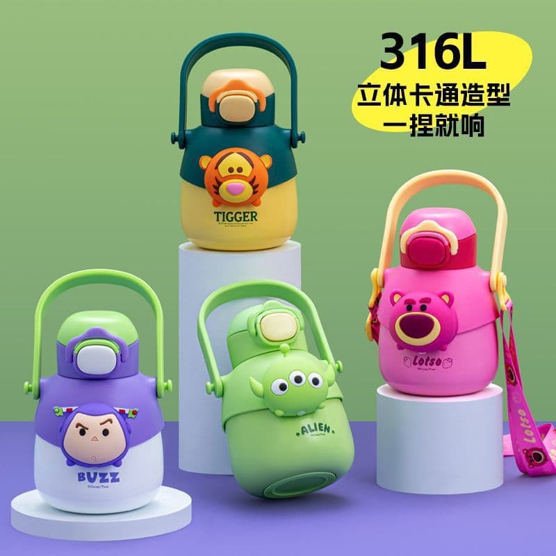 Strawberry Bear 316 Stainless Steel Squealing Cup Strawberry Bear Buzz Lightyear Big Belly Insulated Cup Outdoor Portable Large Capacity