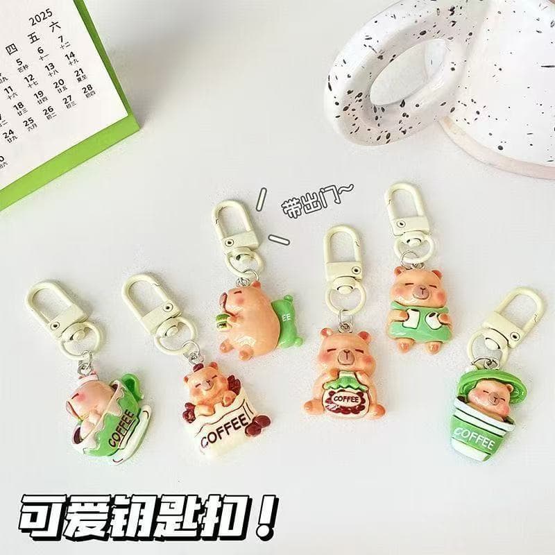 Factory Wholesale Blind Box Gift Cute Capybara Keychain Pendant Resin DIY Handmade Hanging Ornament for Students
