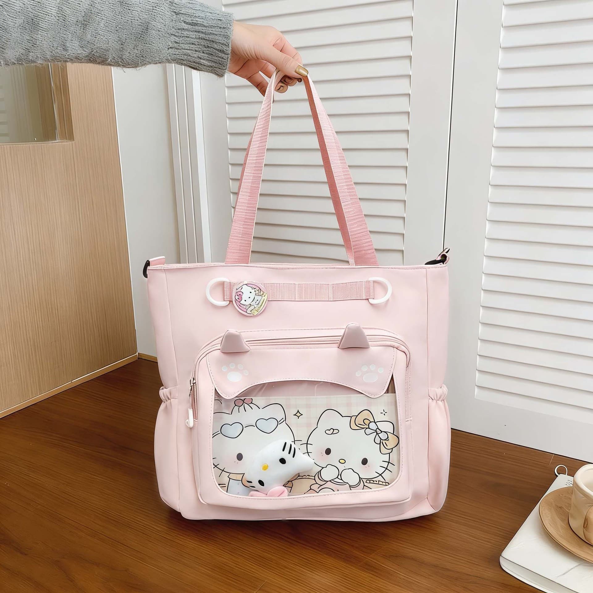 Cat Cute Girl Large Capacity Tutorial Bag for Primary and Secondary School Students One-shoulder Crossbody Bag Trendy Back to School Season